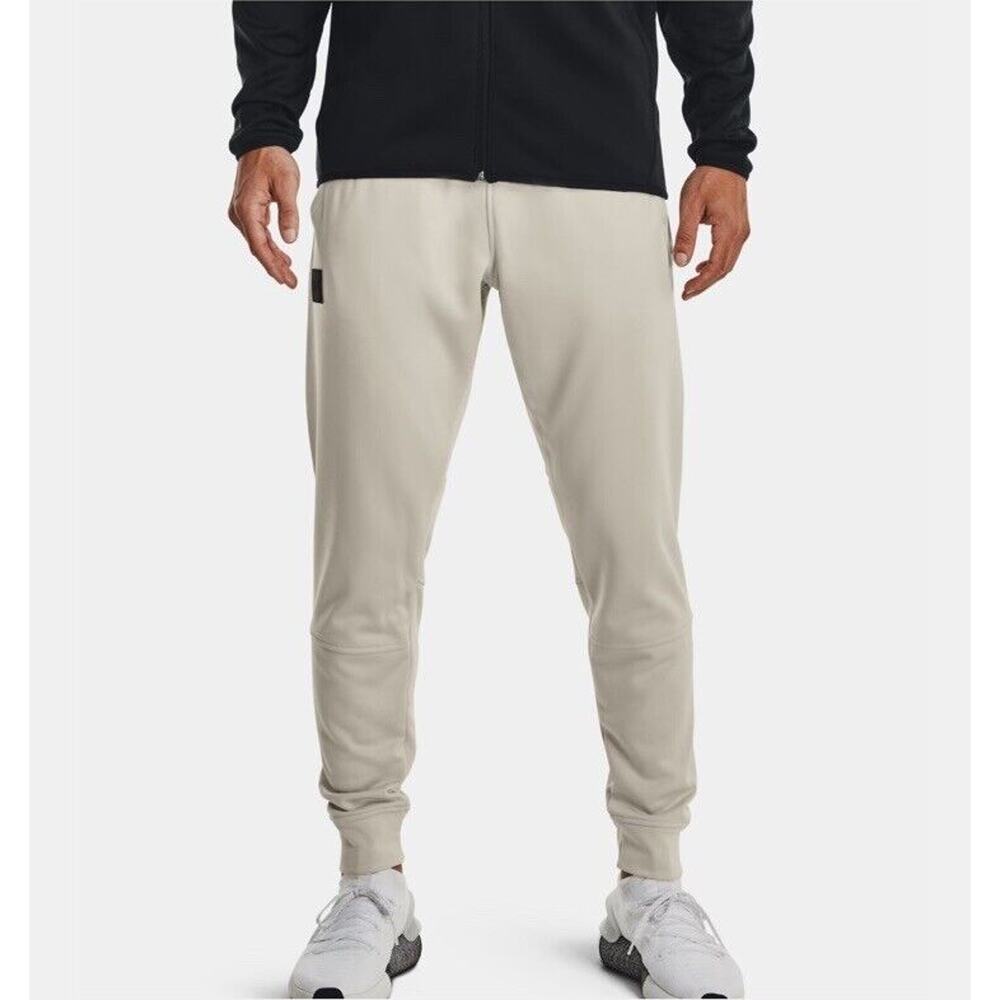 Under Armour Storm Pants Men’s 3XL Loose Fit Fleece Beige Jogger Water Repellent